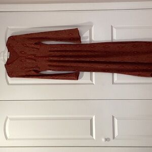 Zara Rust Long Sleeve Maxi Dress